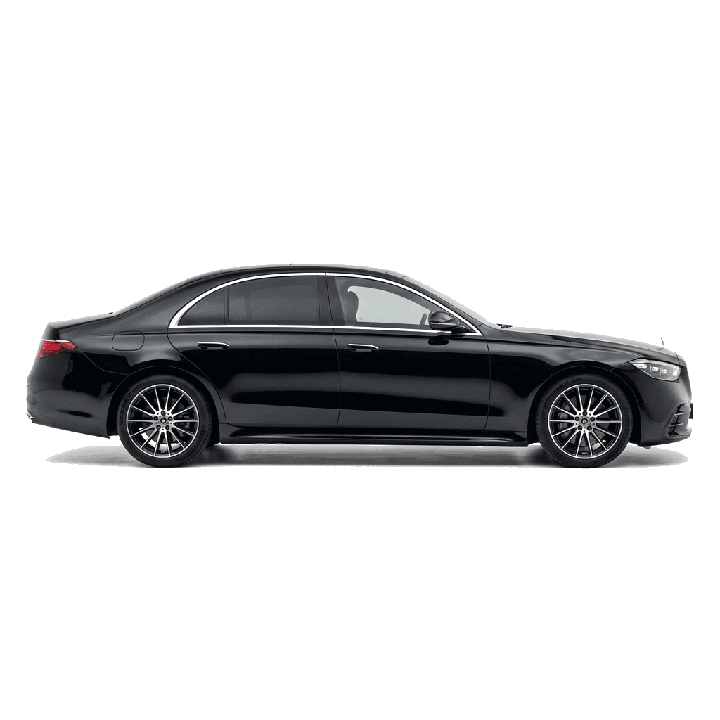 Black Mercedes-Benz S-Class parked waiting for a VIP passenger