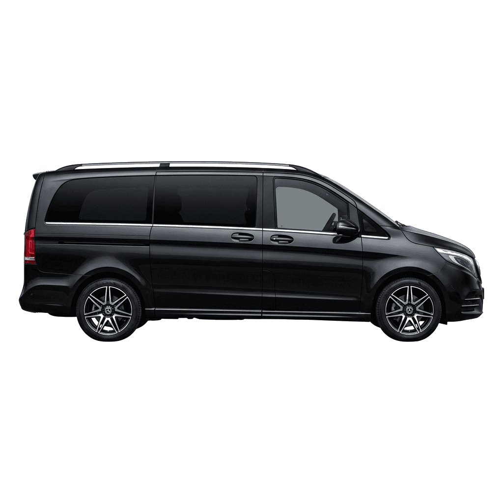 Black Mercedes-Benz V-Class parked waiting for a VIP passenger
