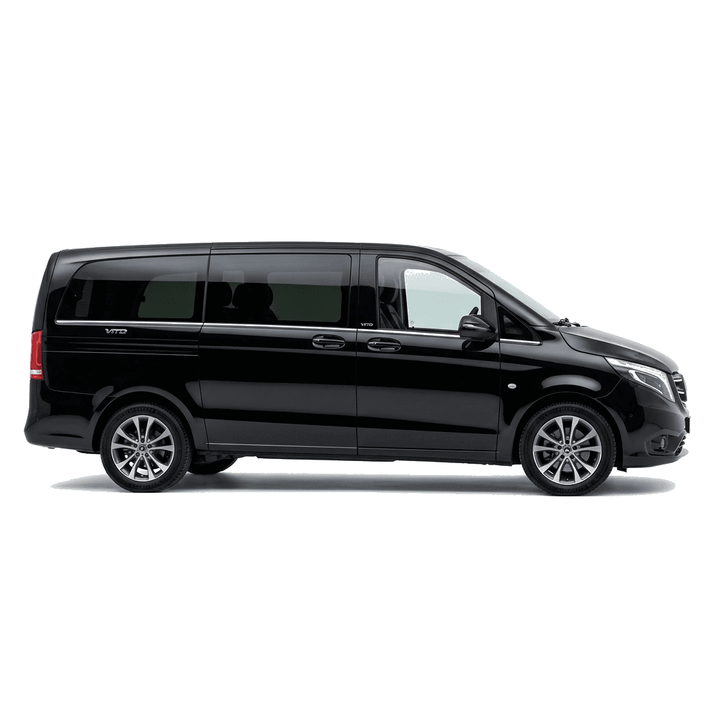 Black Mercedes-Benz Vito parked waiting for a VIP passenger